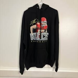 Kansas City Chiefs Travis Kelce #87 Graphic Black Hoodie Sweatshirt Size XL
